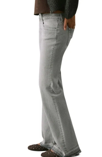 Mango Teen Release Hem Low Rise Flare Jeans In Gray