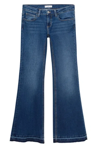 Mango Teen Release Hem Low Rise Flare Jeans In Blue