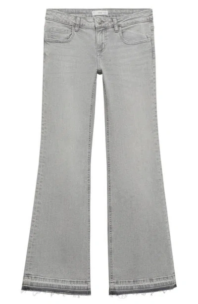 Mango Teen Release Hem Low Rise Flare Jeans In Gray
