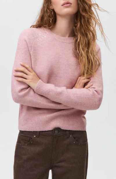Mango Teen Grommet Knit Sweater In Pink