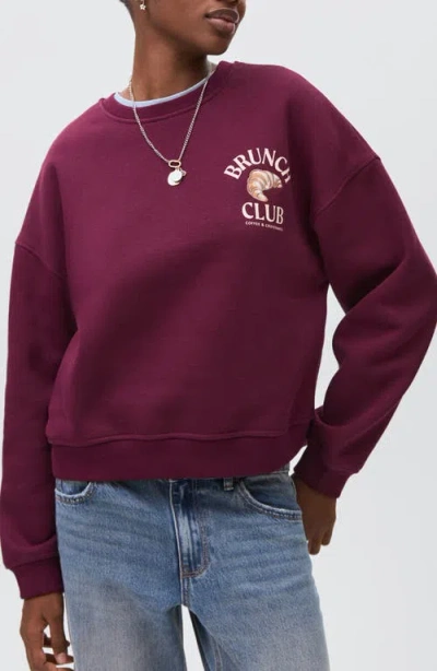 Mango Teen Oversize Embroidered Graphic Sweatshirt In Red