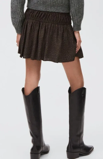 Mango Teen Leopard Print Shirred Miniskirt In Brown