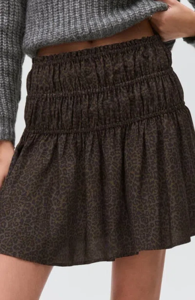 Mango Teen Leopard Print Shirred Miniskirt In Brown