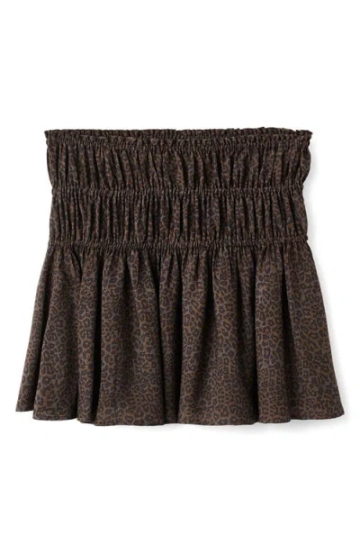 Mango Teen Leopard Print Shirred Miniskirt In Brown