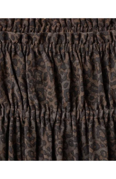 Mango Teen Leopard Print Shirred Miniskirt In Brown