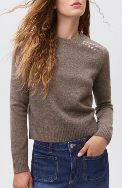 Mango Teen Grommet Knit Sweater In Brown