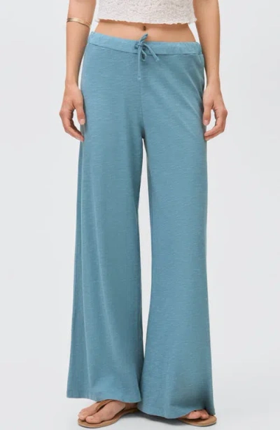 Mango Teen Cotton Wide Leg Pants In Blue