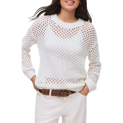 Mango Teen Open Stitch Cotton Crewneck Sweater In White