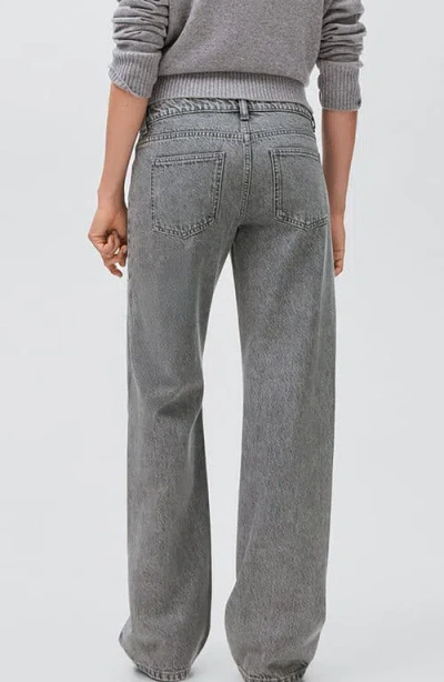 Mango Teen Rhinestone Straight Leg Jeans In Gray