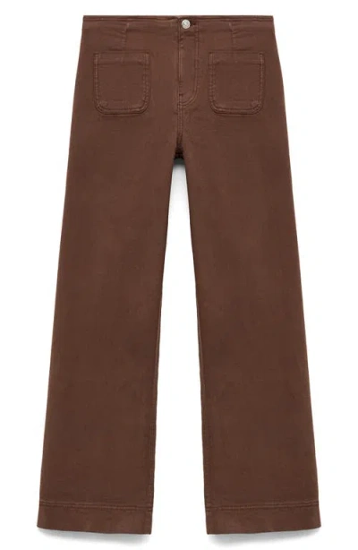 Mango Teen Patch Pocket Wide Leg Jeans In Brown