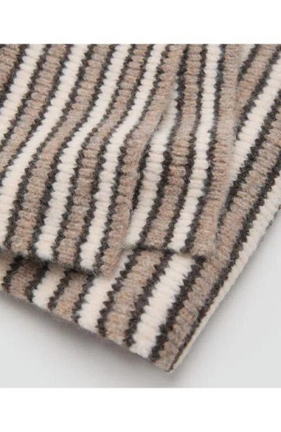 Mango Teen Striped Knit Scarf In Black