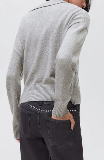Mango Teen Johnny Collar Sweater In Gray