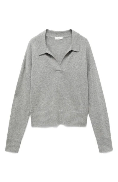Mango Teen Johnny Collar Sweater In Gray