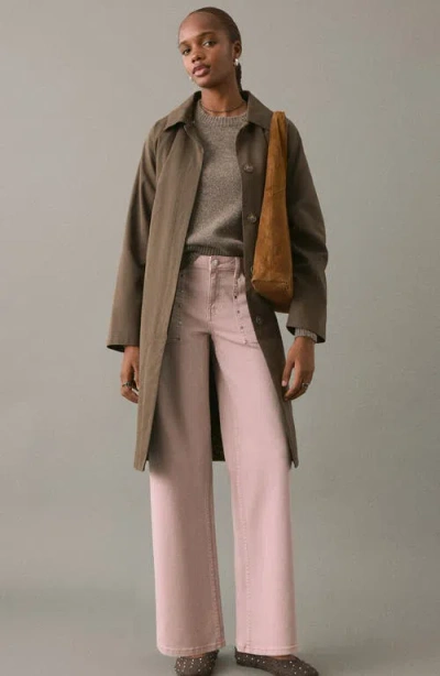 Mango Teen Studded Culotte Wide Leg Jeans In Pink