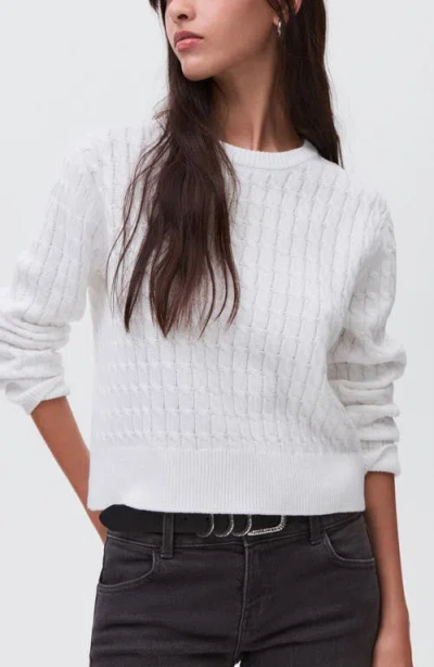 Mango Teen Cable Cotton Blend Sweater In White
