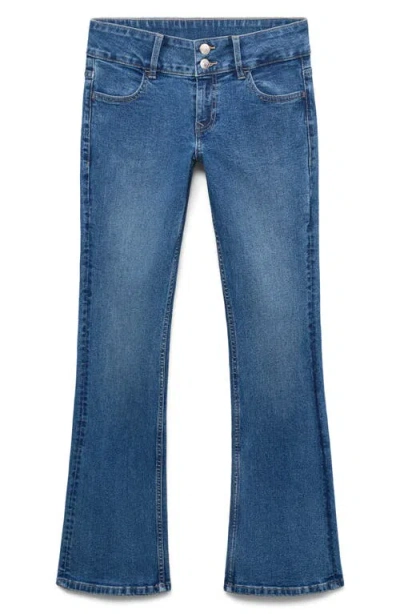 Mango Teen Low Rise Flare Jeans In Blue