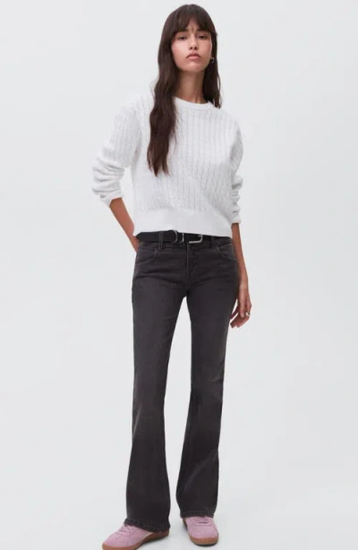 Mango Teen Cable Cotton Blend Sweater In White