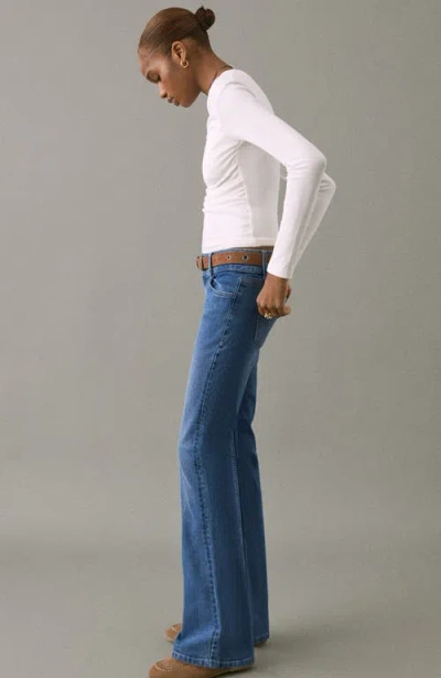 Mango Teen Low Rise Flare Jeans In Blue