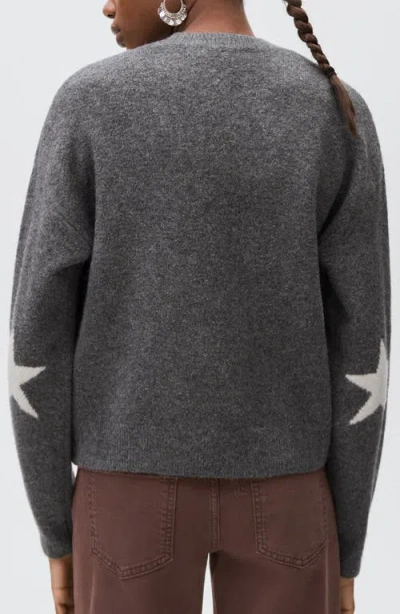 Mango Teen Star Crewneck Sweater In Gray