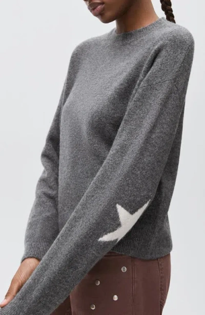 Mango Teen Star Crewneck Sweater In Gray