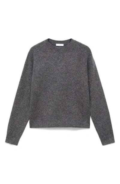 Mango Teen Star Crewneck Sweater In Gray