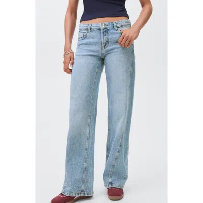 Mango Teen Low Rise Wide Leg Jeans In Blue