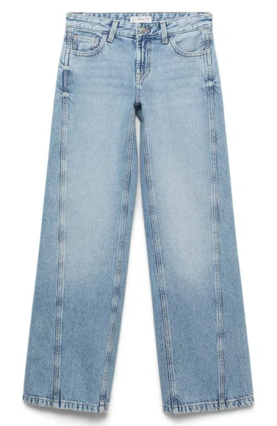 Mango Teen Low Rise Wide Leg Jeans In Blue