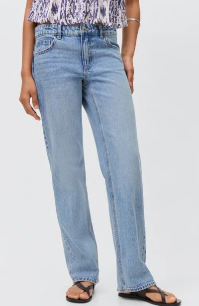 Mango Teen Low Rise Straight Leg Jeans In Blue