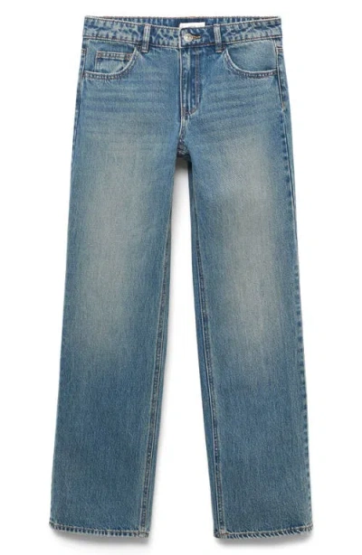 Mango Teen Low Rise Straight Leg Jeans In Blue