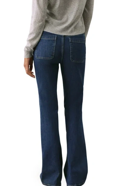 Mango Teen Patch Pocket Flare Jeans In Blue
