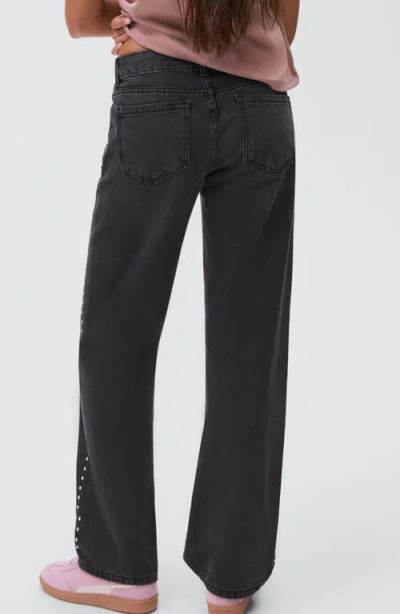 Mango Teen Studded Low Rise Straight Leg Jeans In Pink