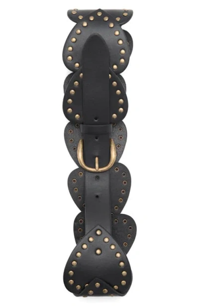 Mango Teen Studded Heart Belt In Gray