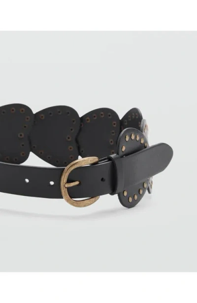Mango Teen Studded Heart Belt In Gray