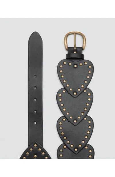 Mango Teen Studded Heart Belt In Gray