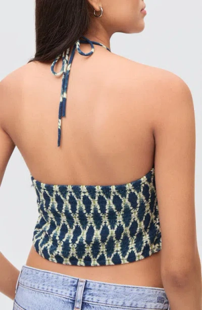 Mango Teen Crop Halter Top In Blue