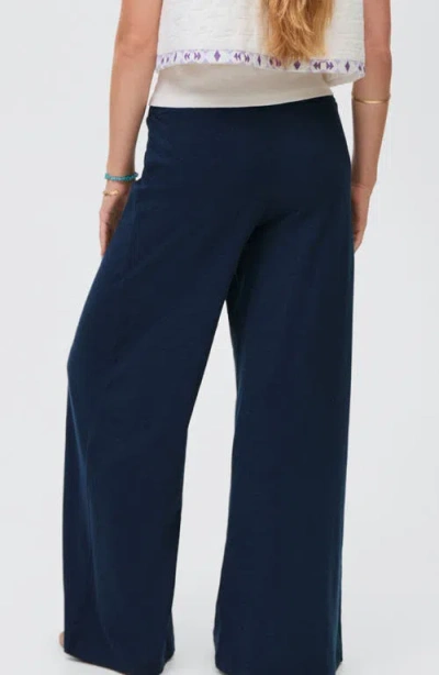 Mango Teen Cotton Wide Leg Pants In Blue