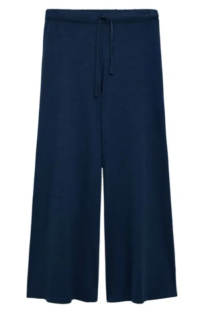 Mango Teen Cotton Wide Leg Pants In Blue