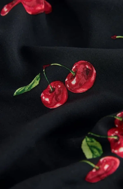 Next Cherry Print Long Sleeve Minidress In Black