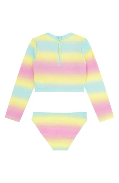 Feather 4 Arrow Kids' Waves 4 Days Long Sleeve Upf 50+ Two-piece Rashguard Swimsuit In Multi
