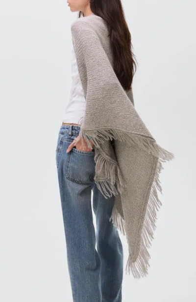 Mango Teen Fringe Knit Scarf In Gray
