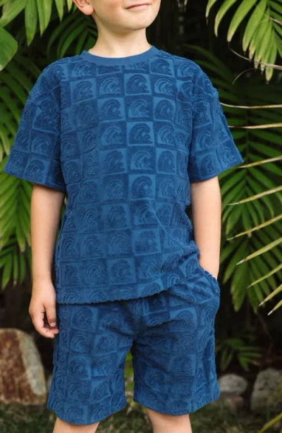 Feather 4 Arrow Kids' Coastal Print French Terry Sweat Shorts In Blue