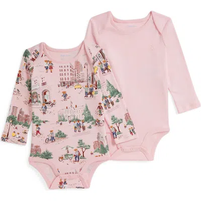 Ralph Lauren Assorted 2-pack Long Sleeve Cotton Bodysuits In Pink