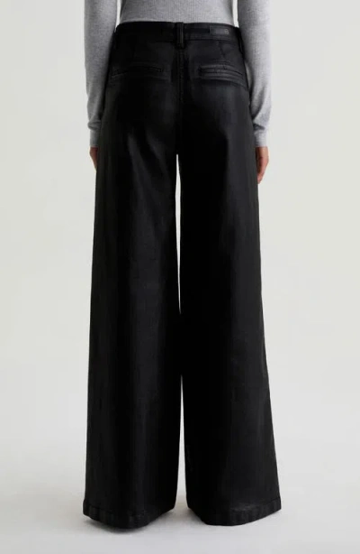 Ag Dorine Coated High Waist Wide Leg Jeans In Black