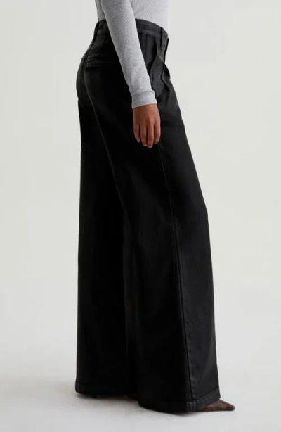 Ag Dorine Coated High Waist Wide Leg Jeans In Black