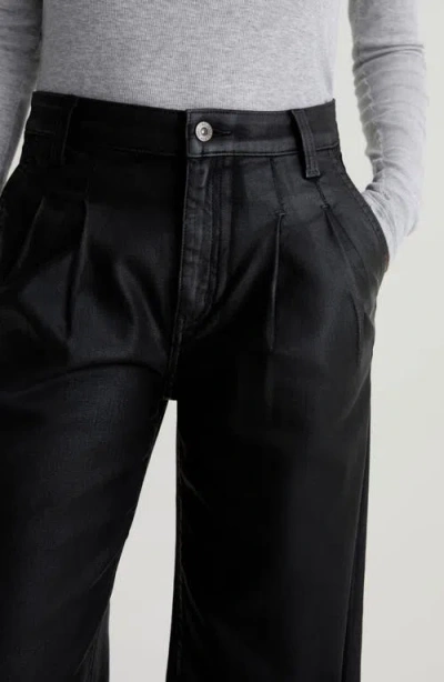 Ag Dorine Coated High Waist Wide Leg Jeans In Black