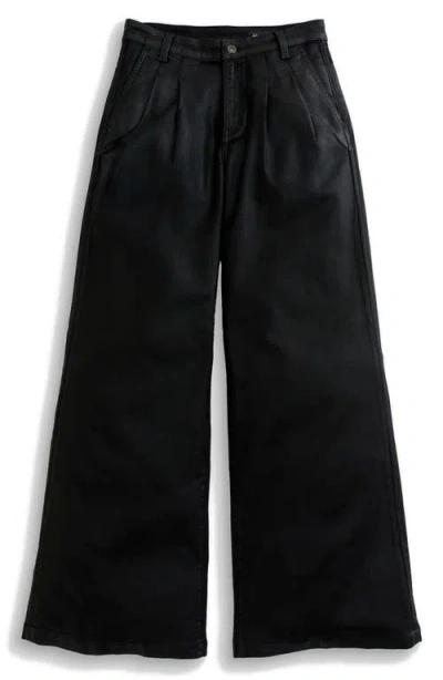 Ag Dorine Coated High Waist Wide Leg Jeans In Black