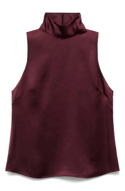 Mango Stonak Sleeveless Satin Top In Burgundy