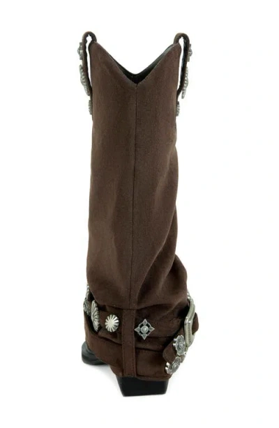 Azalea Wang Ashraf Studded Western Boot In Brown