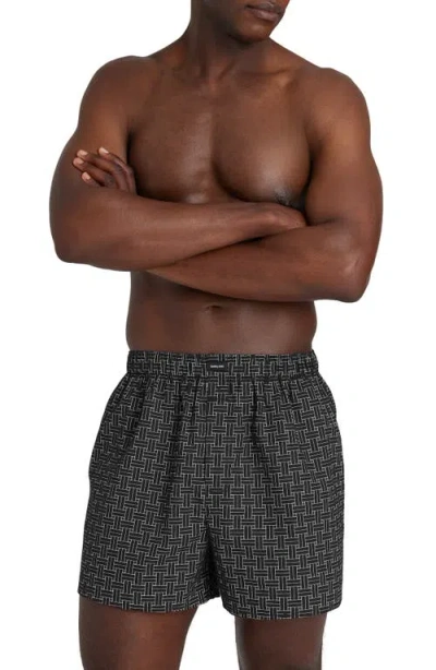 Tommy John Assorted 3-pack Woven Cotton Boxers In Black