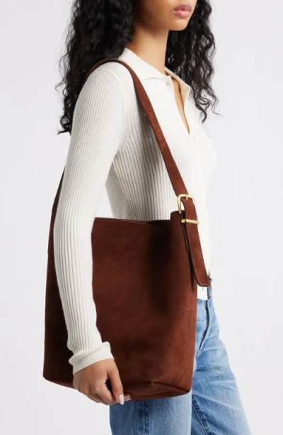Madewell Essentials Suede Bucket Bag In Brown